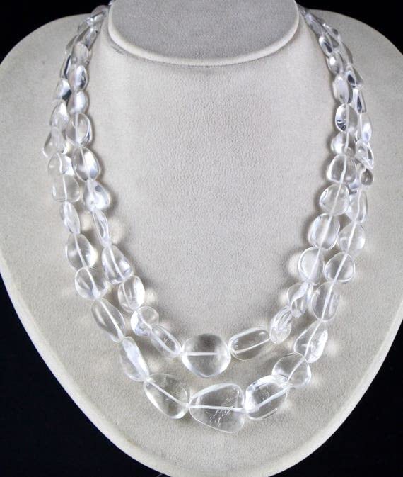 Collier en cristal de roche naturel, cabochons de quartz pur d'exception