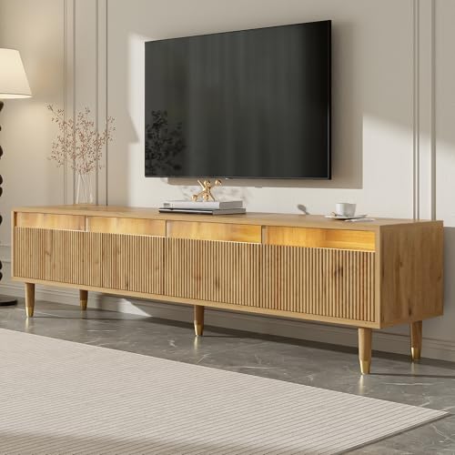 Meuble TV 120 cm 4 tiroirs rangement LED – BTM