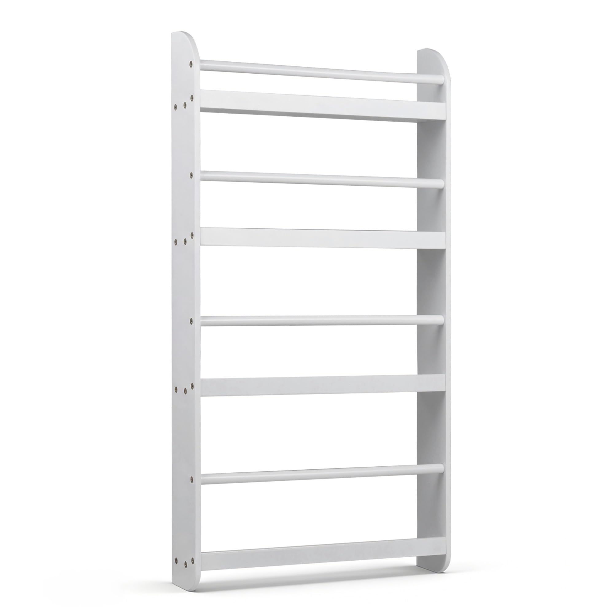 RELAX4LIFE Libreria da Parete per Bambini, Libreria Montessoriana per Bambini con Bordi Rialzati e Barre di Protezione, Scaffale Portaoggetti a 4 Livelli per Cameretta e Asilo Nido (Bianco)