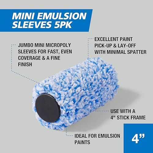 Harris Trade Jumbo Mini Roller Set Replacement Sleeves, Pack of 5, Blue - Image 4