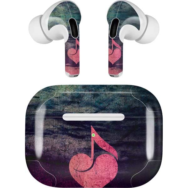 Skinit Decal Audio Skin Compatible with Apple AirPods Pro (2rd Gen, 2022) - Skinit Originally Designed Rustic Musical Heart Design