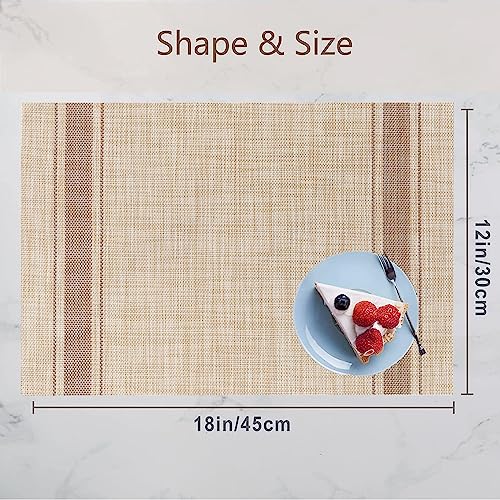 WUBAYI Placemats, Set of 6 Table Mats Heat Resistant Stain Resistant Non-Slip Woven Vinyl Insulation Placemats - Image 2