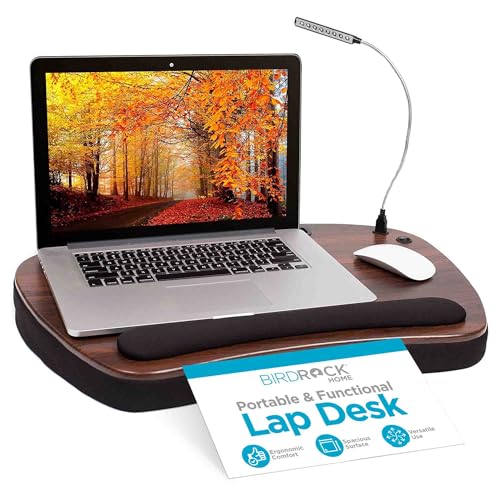 Sofia + Sam Oversized Memory Foam Lap Desk with Detachable USB Light (Black) | Supports Laptops Up...