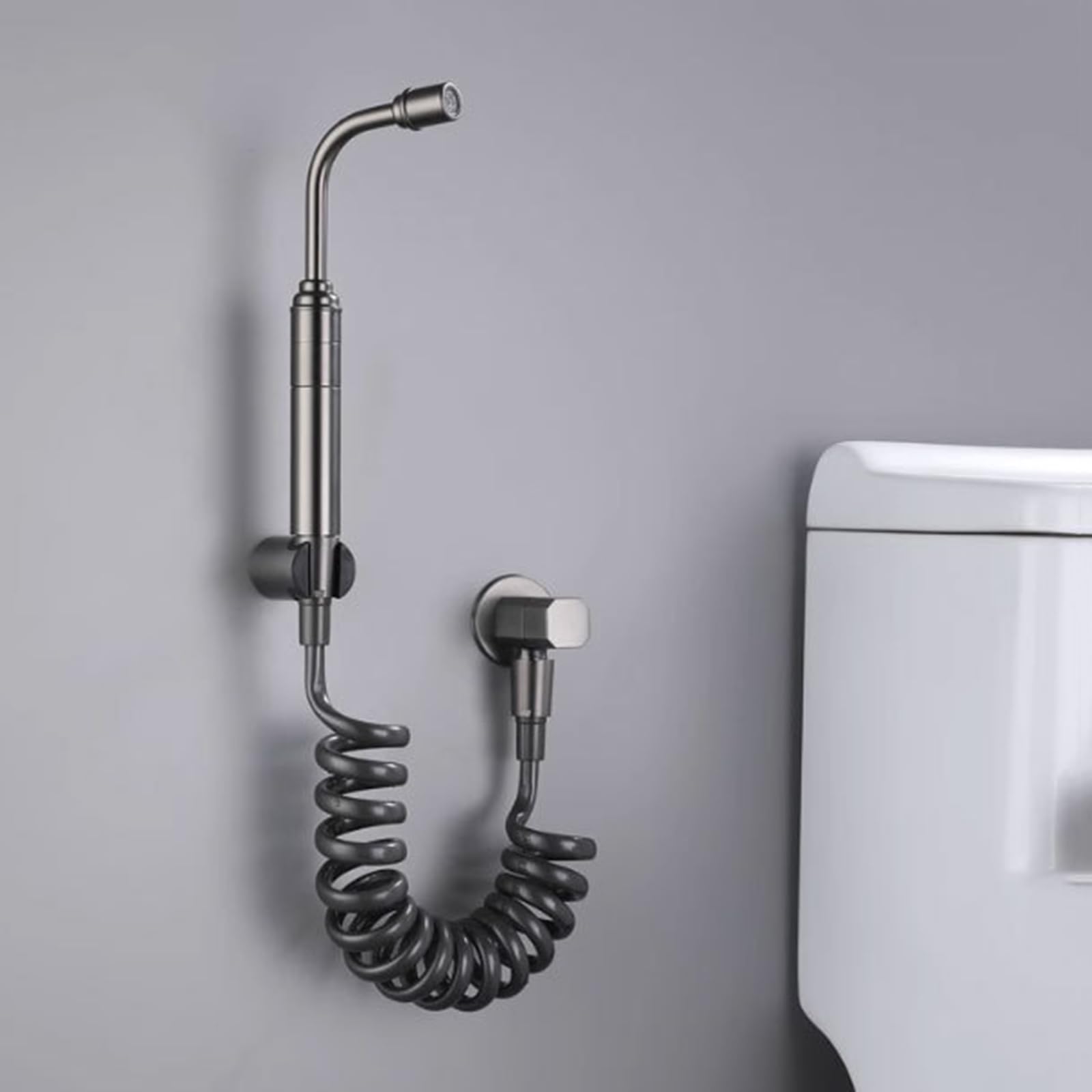 Ducha de Inodoro para Conectar Al Wc Presión de Agua Ajustable Rociador de Bidé de Mano para La Higiene Personal Gris