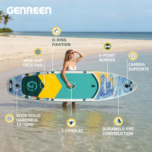 Image of Inflatable Stand-Up Paddle Boards - Available 32 inch /33 inch /34 inch Widths Inflatable Paddle Board with SUP Accessories, Camera Mount, Basic All-Around SUP Board for All Skill Levels, Up to 450lbs