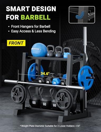 Image of YOLEO Dumbbell Rack, Adjustable & Compact Weight Rack for Dumbbell, Kettlebell, Barbell, Heavy Duty Weight Storage Organizer, Space-Saving Dumbbell Storage Stand Holder for Home Gym - 1100LBS Capacity (Rack Only)