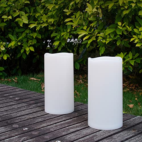 Patiphan Large Solar Flameless Candles, 4" X 8" Outdoor Waterproof Led Candles With Automatic Timer, Rechargeable Battery Operated Candles For Outdoor Lighting, Set Of 2 #TOP5