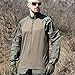 Men's Tactical Shirts Military Combat Shirt，1/4 Zipper Long Sleeve with Elbow Pads Top for Outdoor Paintball Airsoft Green XL