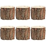 6Pcs Rustic Bark Round Vase - Tree Stump Planter Pot, 3.5 x 3.1 Inch, Ideal for Home Decor Party Decoration Indoor Gardening