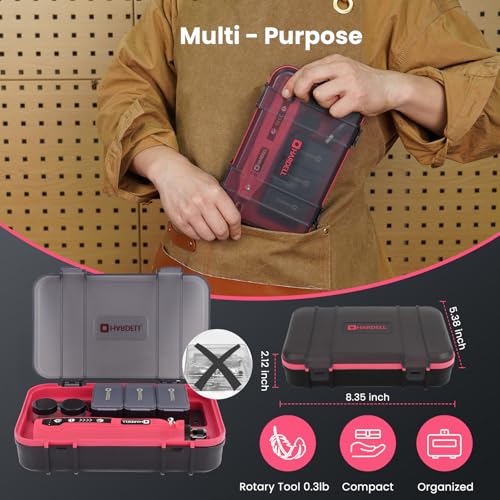 Image of HARDELL Mini Cordless Rotary Tool, 5-Speed 3.7V Rechargeable Rotary Tool Kit with 129Accessories, USB Charging Multi-Purpose DIY Tool for Sanding, Polishing, Drilling, Engraving, Woodworking(Pink 129)