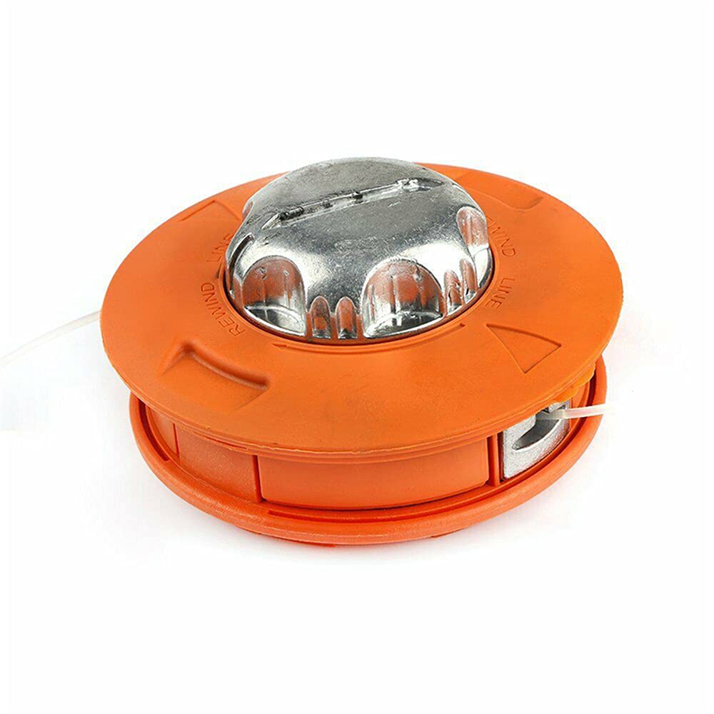 Cabezal Desbrozadora Universal, Cabezal de Bobina de Repuesto M10x1,25mm, Cortacésped Universal con Cabezal de Corte de 2 Hilos Rosca M10 Cabezal de Corte de Aluminio para desbrozadora(Naranja)