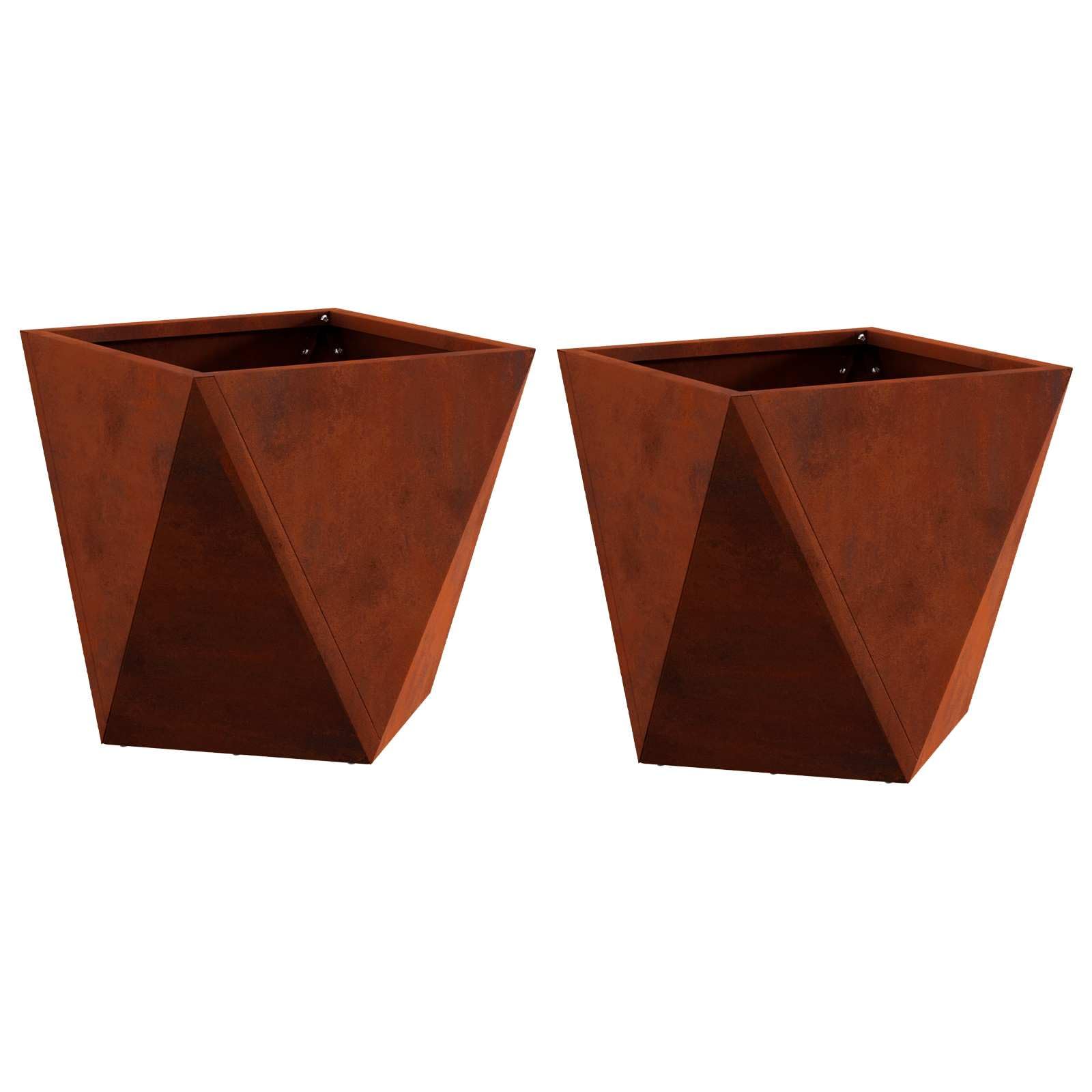 Donica 2 pcs Rdzawy 30 x x 30 cm Stalowa Skrzynka Ogrodowa na Taras, Balkon i Wejście, Nowoczesny Design, Wytrzymała na Warunki Atmosferyczne, Idealna do Krzewów i Traw Ozdobnych, Łatwa Pielęgnacja