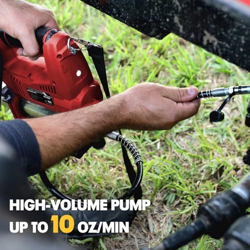 Image of Brushless Power Grease Gun Compatible with Milwaukee 18V Battery (Tool ONLY), 10,000 PSI, 5 Variable Speed, 30 inch Hose 14OZ Capacity for Bulk & Cartridge Grease, Safety Lock, LED, Low-Voltage Protection