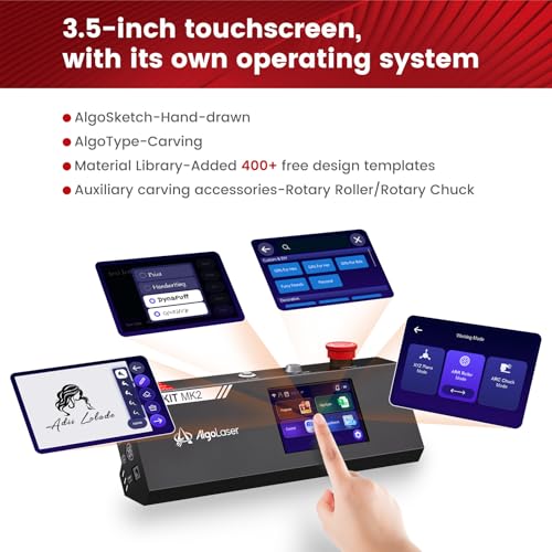 Image of AlgoLaser 10W Laser Engraver Machine - Laser Engraver /Cutter with 3.5 inch Smart Touchscreen & AlgoOS System, 12000mm /min Speed, 0.05mm Laser Spot, Laser Engraving for Metal, Wood, Glass & Leather