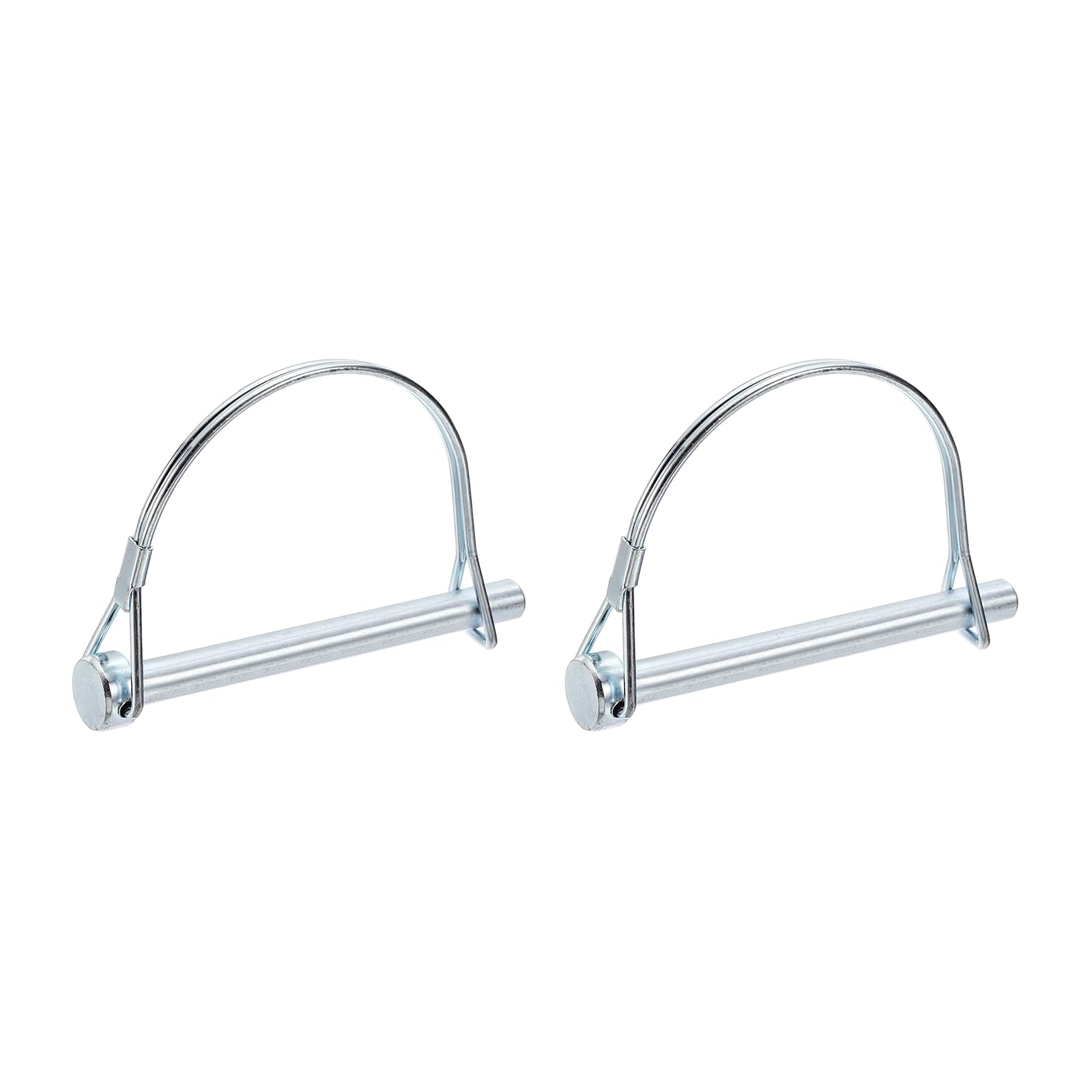 PATIKIL 2 Pcs Trailer Coupler Pins, 5/16" x 3.4" (8mm x 85mm) Safety Wire Lock Hitch Pin Arch Shaft Spring Locking Clip Half Round for Farm Trailers Lawn Garden Wagons, Silver