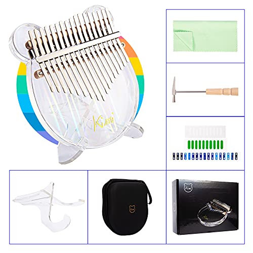 Regenbogen Kalimba 17 Tasten Daumen Klavier Transparent Acryl Mbira Holz Finger Klavier, Musikinstrument Geschenke für… - Image 3