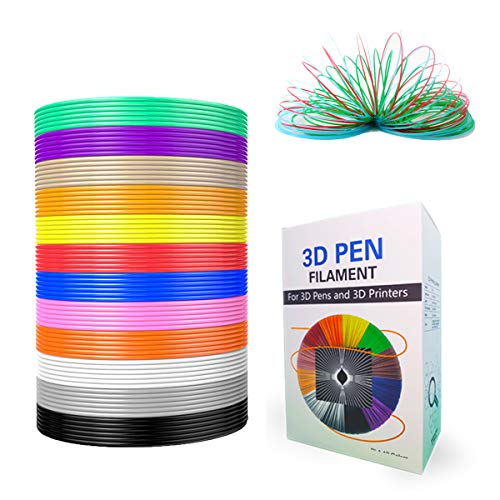 3D Pen Filament,Set of 12 Colors 196 feet for 3D Printer Filament 1.75mm PLA