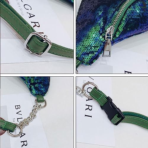 Riñonera de lentejuelas para mujer tipo bolsa de pecho multiusos en color silver 5
