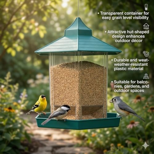 GARDENS NEED Store GARDENS NEED Hut-Shaped Bird Feeder 21x21x22 Cm - Image 3