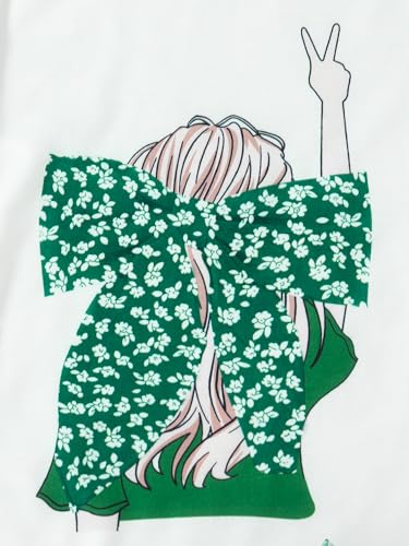 Image of Girls 2 Piece Outfits Summer Clothes Ruffle Short Sleeve Shirts Top and High Waist Floral Shorts Set with Belt