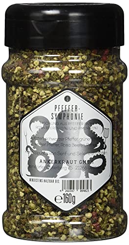 Ankerkraut Pfeffer Symphonie, 160g im Streuer, Pfeffermischung grob gestoßen, veredelt mit Rosa Beeren und Piment & Magic Dust, 230g im Streuer, BBQ-Rub Grillmarinade