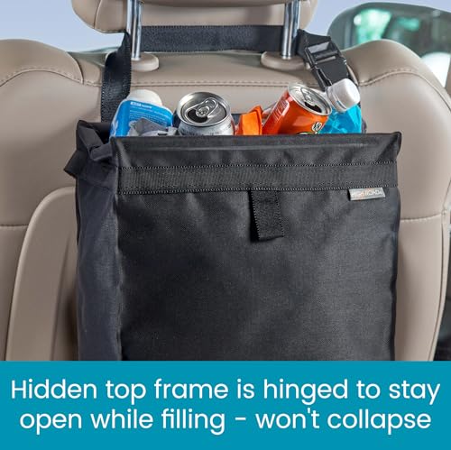 Image of High Road Large TrashStash Hanging Car Trash Can Garbage Bag with Push-Close Lid and Waterproof Bin for Cars, SUVs and Trucks, Holds 4.5 Gallons of Car Trash (Pack of 2)
