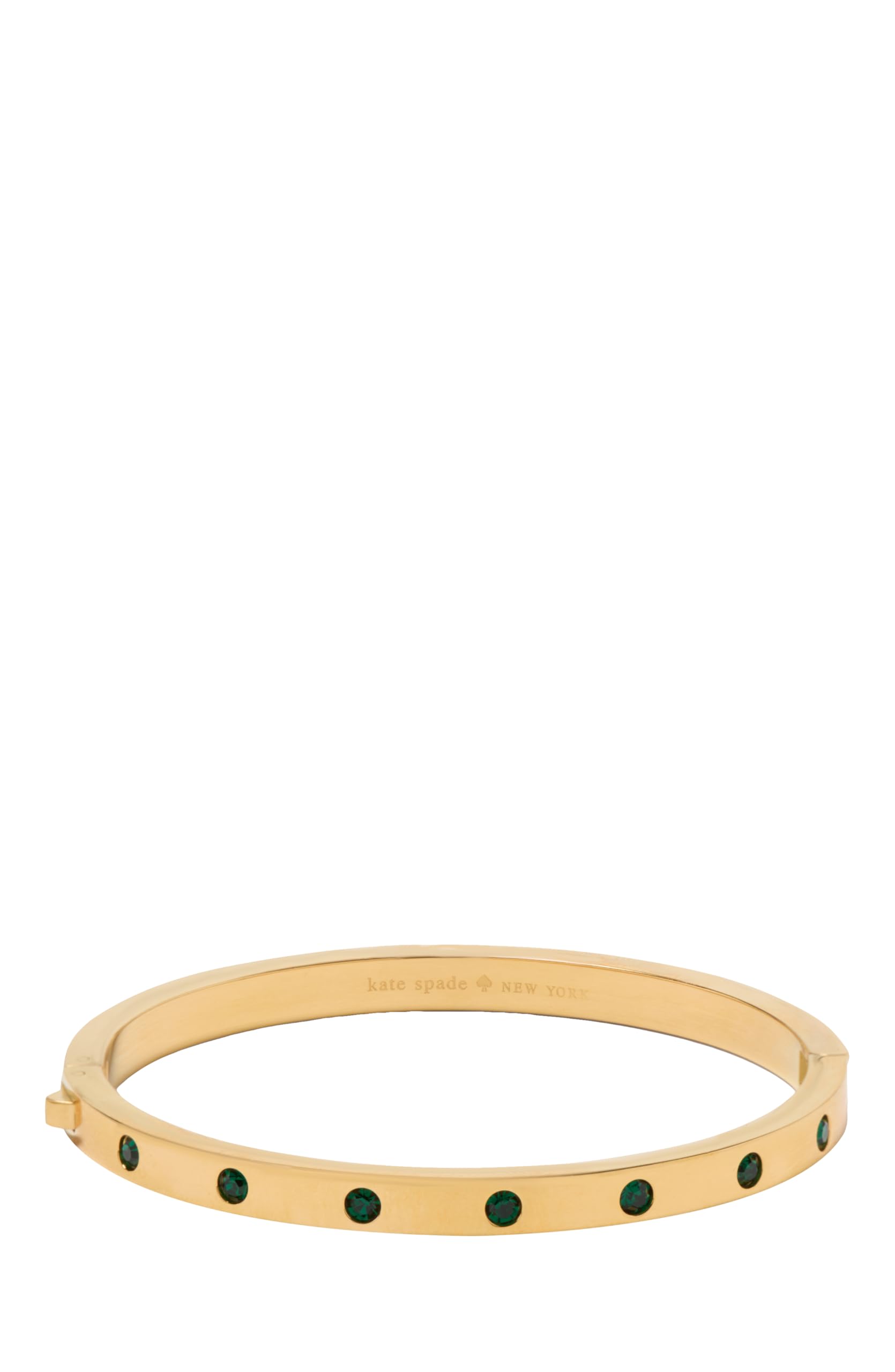 Kate Spade New York SET IN STONE Metal Stone Hinged Bangle, Emerald
