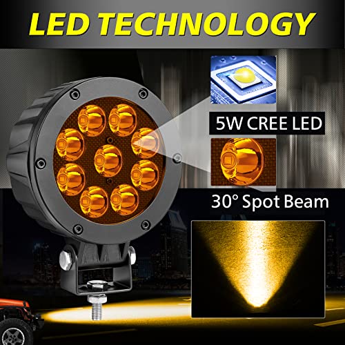 Image of 5 Inch 90W Amber Round Fog Lights 2Pcs CREE LED Round Offroad Lights Spot Beam LED Pods Light Bar Bumper Lights Roof Lights for Truck Pickup UTV Toyota Jeep Ford GMC