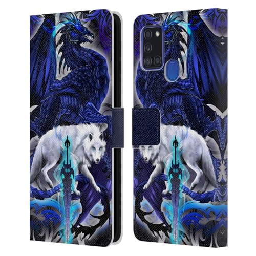 Protection antichoc Samsung A21s loup étui rabat cartes