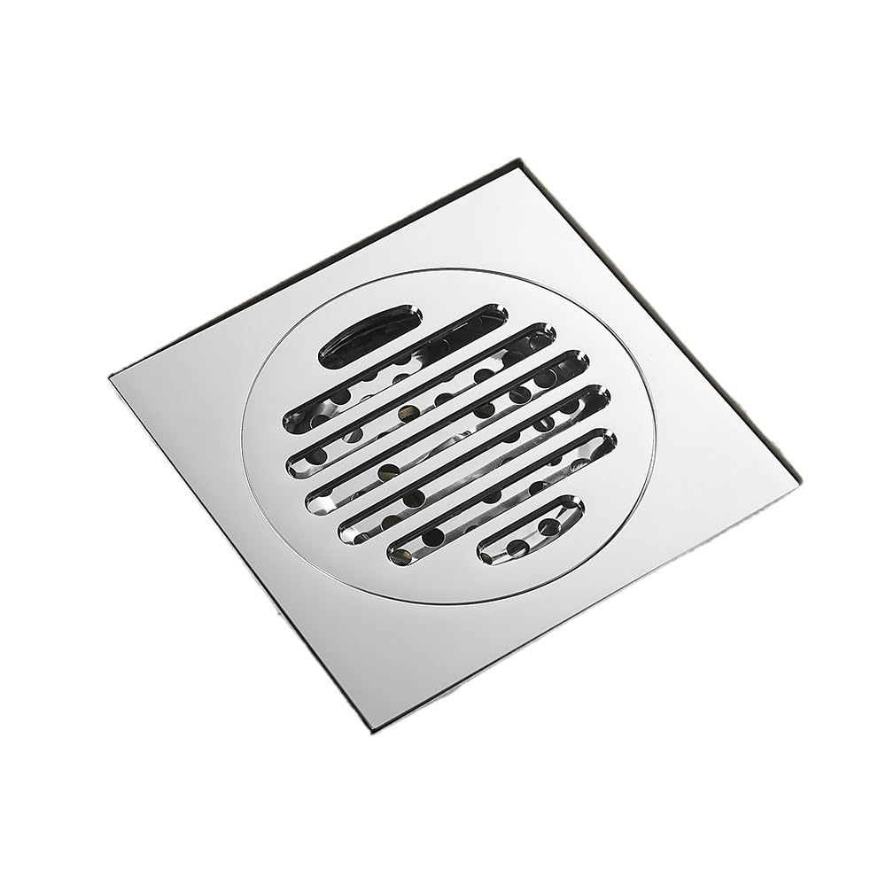 Lkfjnhepf Wf-8107L-Tb Floor Drain Shower Drains 10Cm Square Brass Chrome Bathroom Floor Drain Balcony Bath Strainer Cover Waste Grate(Wf-8107L-Tb)