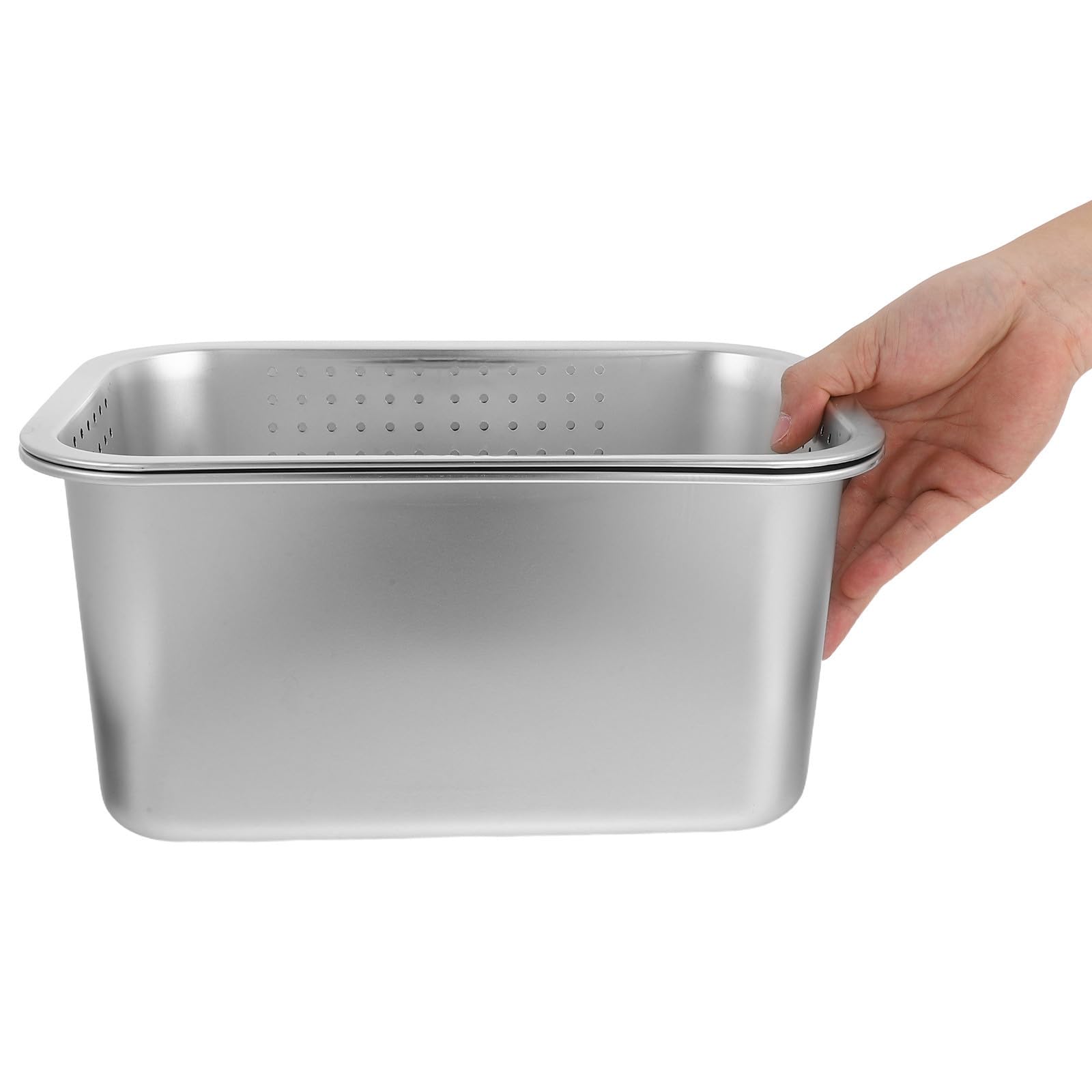 Colador Diseño Ahorra Espacio Rectangular de Acero Inoxidable y Fácil de Limpiar para Fregadero de Cocina Adecuado para Lavar y Escurrir Frutas y Verduras