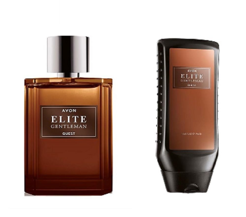 Pack of 2 Elite Gentleman Quest 75ml EDT and 250ml Hair and Body Wash a spicy woody fragrance for men by Avon.