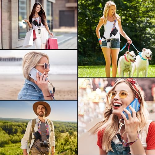 Image of XANGNIER Clip and Go Strap for Phone with Wallet Crossbody, Phone Strap with Zippered Wallet, Adjustable Anti Theft Cellphone Lanyard for Women, Cellphone Chain Accessories,Multicolor 10