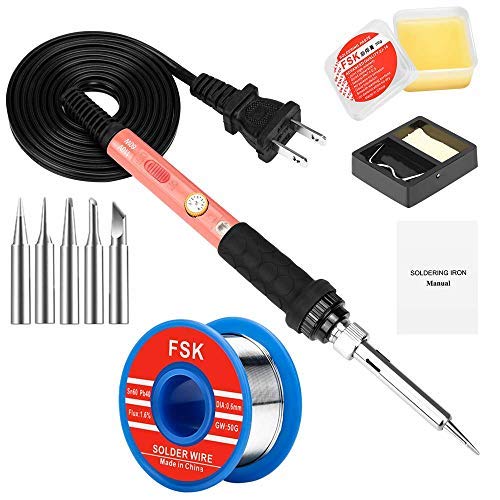 Soldering Iron Kit, 60W Soldering Iron with 5pc Interchangeable Tips, 10-in-1 Adjustable Temperature Solder Welding Tools, Fast Heating, Electronic Repair, 110V