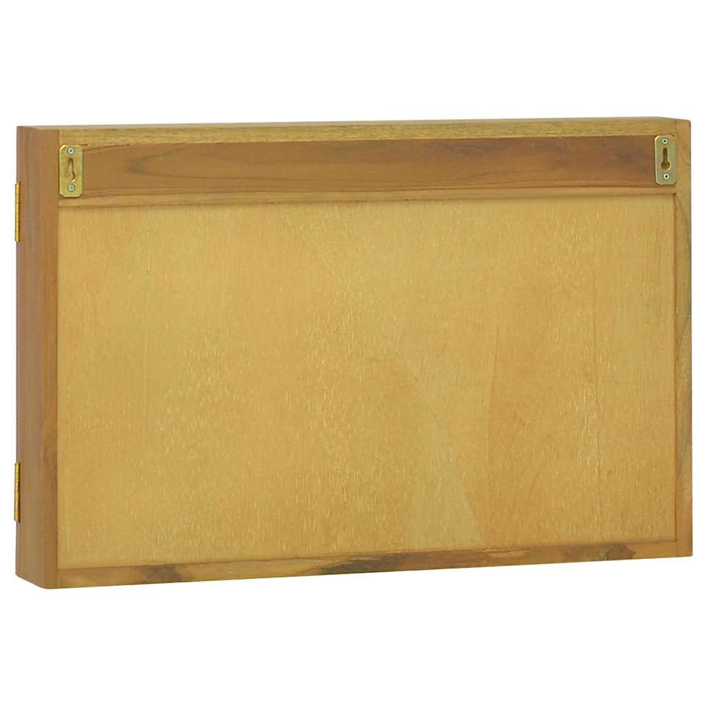 Szafka z lustrem 60 x 10 x 40 cm wykonana z litego drewna tekowego ze szkłem, montaż ścienny, wielofunkcyjna do łazienki, korytarza, sypialni, biura, z miejscem do przechowywania, zamykana