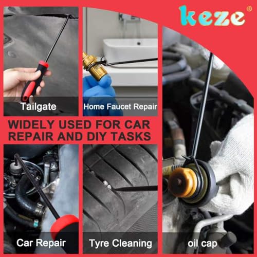 Image of Keze 12 Pcs Pick and Hook Tool Set Includes Long & Mini Precision Pick Tool Kit for Car Auto Oil Seal /O-Ring Seal Gasket Pick Hooks Puller Remove