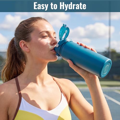 Image of OLDLEY 32oz Insulated Water Bottle with 2-in-1 Straw & Chug Lid, Leakproof Stainless Steel Bottle, Double Wall Vacuum Insulated Water Bottle for Sports, Gym, Travel,Emerald Green
