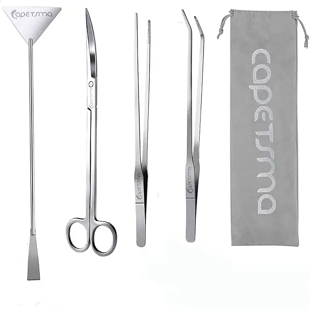 Aquascaping Tools Set aus Edelstahl - Aquarium Pflanzenwerkzeuge mit PH-Tester