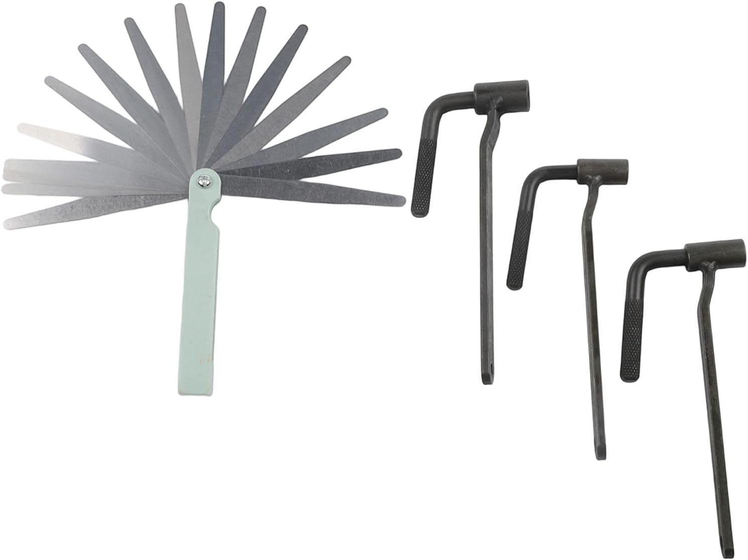 Valve Lash Adjustment Wrench Kit with 17-Blade Feeler Gauge 0.02-1.00 mm, T-Type & L-Type Tools, Stainless Steel