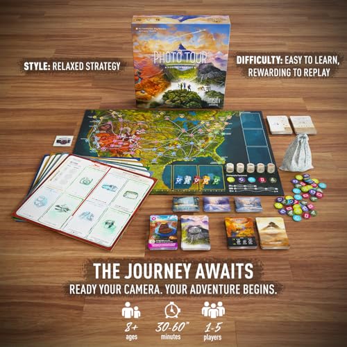 photo tour north america  family board game for kids and adults  travel strategy game  ages 8  easy to learn  15 players  fun for game night amp educational play