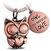 FABACH Eule Schlüsselanhänger Owly mit Herz und Gravur - Süßer Schlüsselanhänger Eule - Freundschaft und Liebe Glücksbringer aus Metall für Frauen - Owl You Need is Love