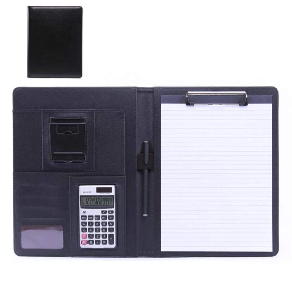 Cartella da conferenza in pelle, organizer professionale per documenti e quaderni, borsa per documenti aziendali (nero, 318 x 245 mm)