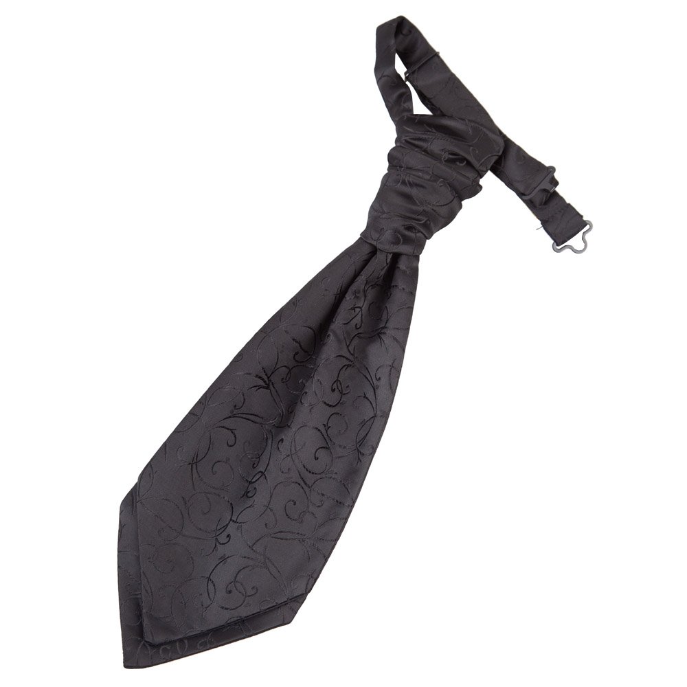 Dqt Boys Black Swirl Floral Pre-Tied Scrunchie Cravat - Wedding Page Formal