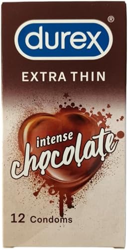 Durex Preservativos extra finos con sabor a chocolate intenso para hombre, 12 unidades