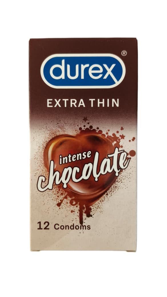 Durex Extra Thin Intense Chocolate Flavoured Condoms for Men - 12 count