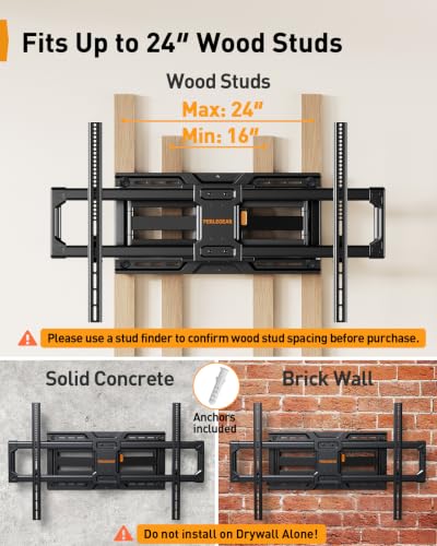 Image of Perlegear Full Motion TV Wall Mount for 42-100 Inch Large TVs up to 200 lbs