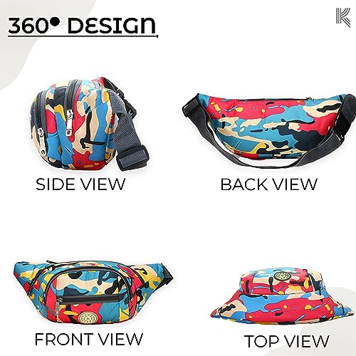 Image of Kraptick Premium Unisex Waist Bag for Men and Women - Stylish Fanny Pack, Hip Bag, Travel Money Belt (Camouflage Red)