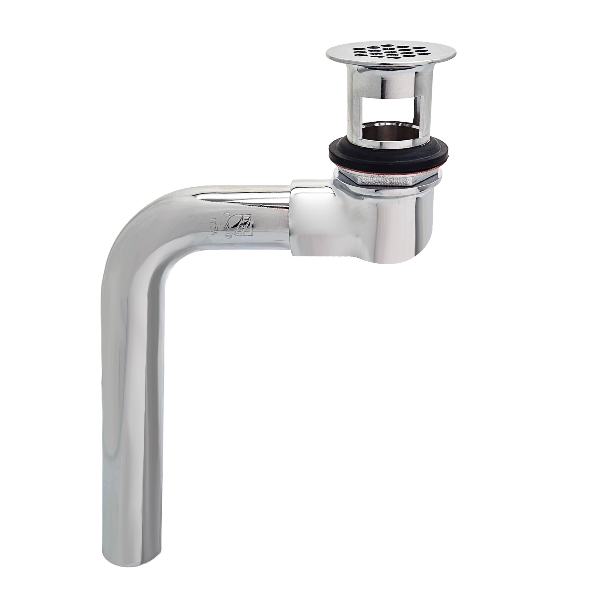 Westbrass Polished Chrome 1-1/4" Offset Connect Grid Strainer Lavatory Drain With Overflow Holes, 19-Hole Grid, 17 Gauge Brass, Fits 1-1/2" Sink Opening,