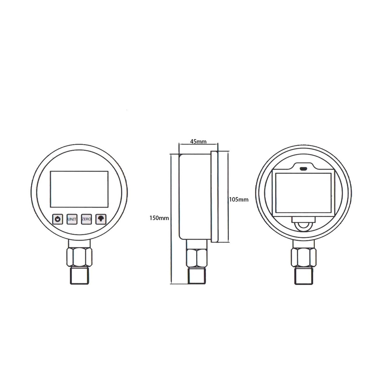Digitales Manometer, DR3720, Durchmesser 105 mm, Edelstahl-Wasserdruckmessgerät, industrielles Messgerät(0-2.5Mpa)