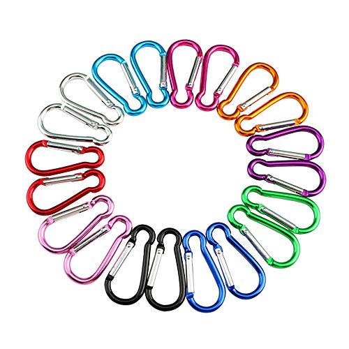 Preisvergleich Produktbild FULARR 20Pcs 5cm Aluminium Karabiner, Mini Schlüsselanhänger, Kürbis Geformt Verriegelung Karabinerhaken Schlüsselanhänger, zur Befestigung Ausrüstung am Rucksack oder Gürtel Nicht zum Klettern!